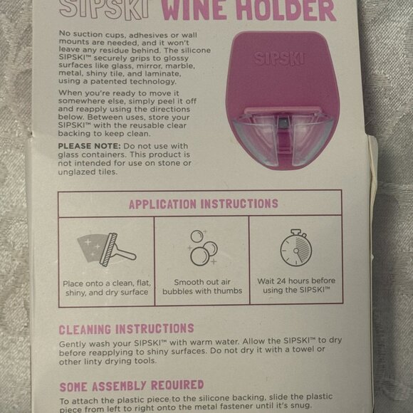 Sipski Wine Holder Pink Self-Care Essentials Bathtub Relax Gift - Picture 5 of 5